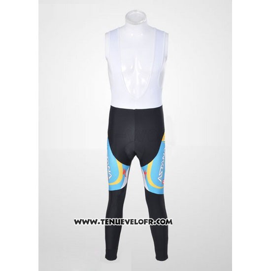 2012 Maillot Ciclismo Astana Bleu Clair et Noir Manches Longues et Cuissard